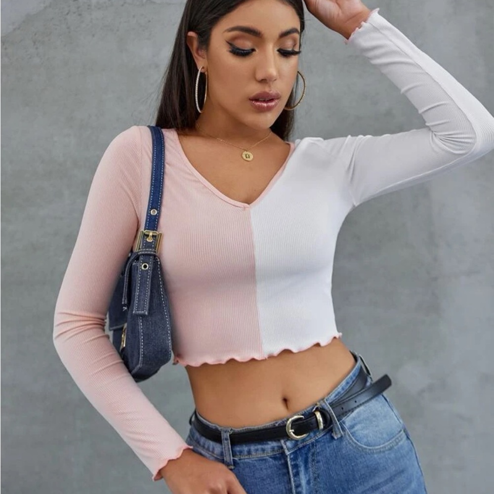 two toned women’s long sleeve